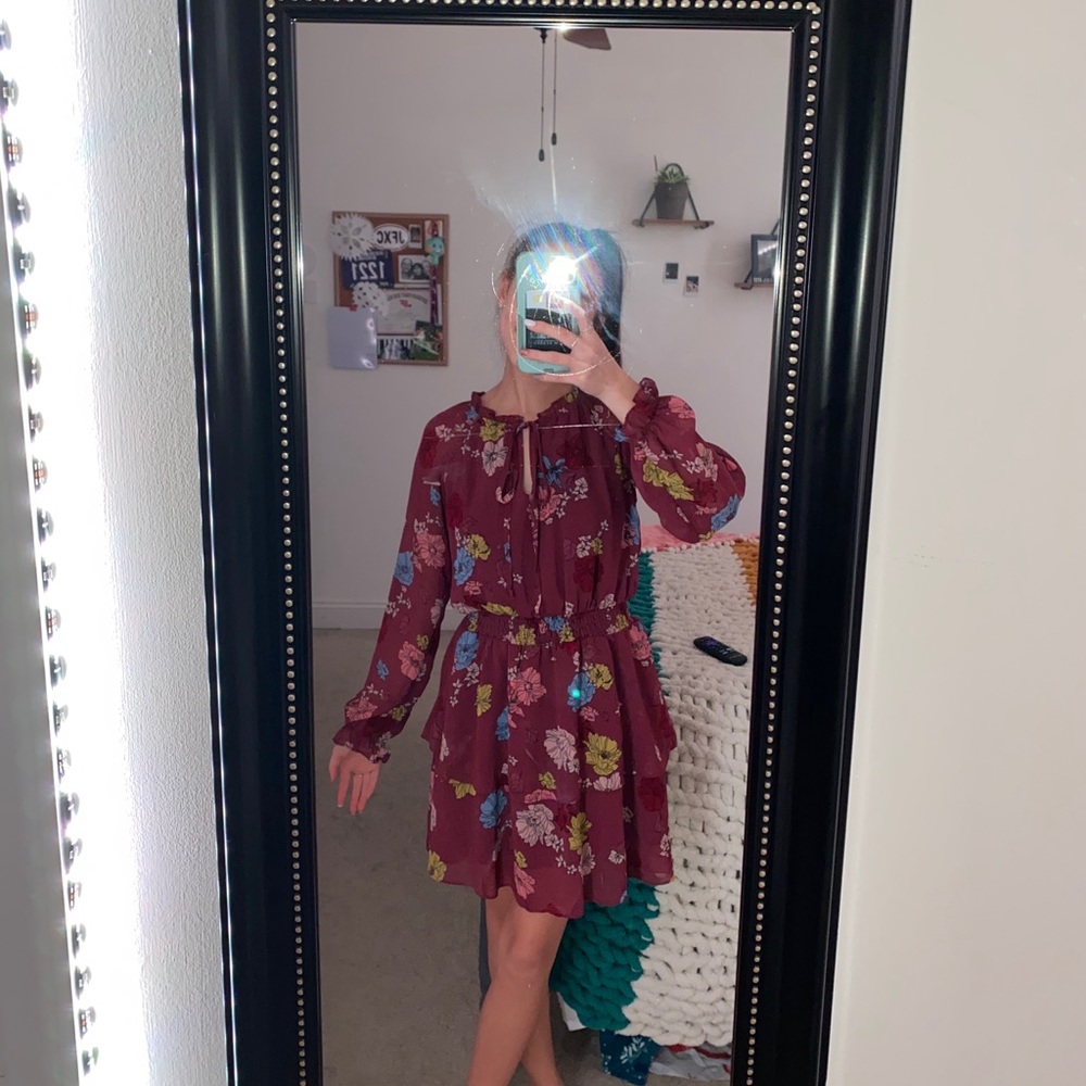 maroon long sleeve dress